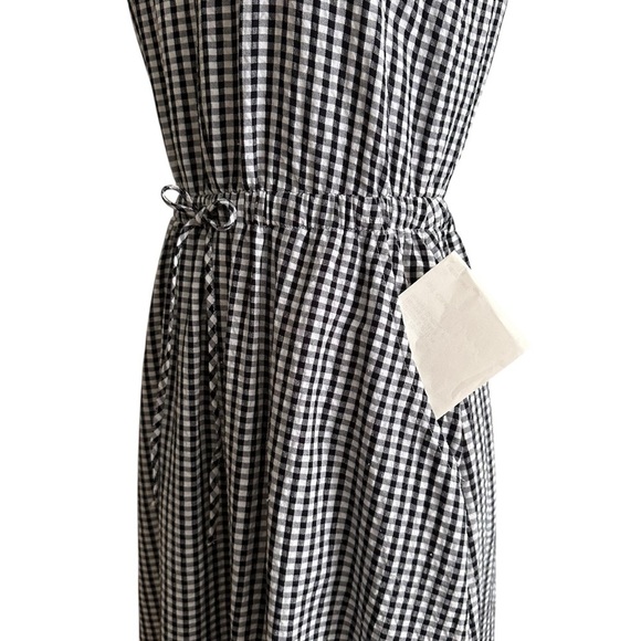 LOFT Black & White Gingham Crossover Back MIDI Dress Pockets Sleeveless Summer S - Picture 8 of 16